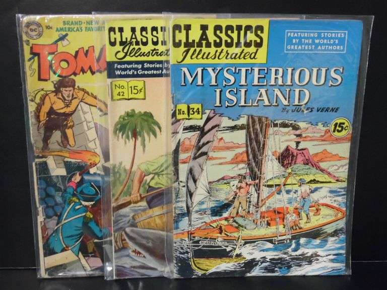 Tomahawk 10 Cent, Swiss Family Robinson 15 Cent & Mysterious Island 15 Cent Comic Books