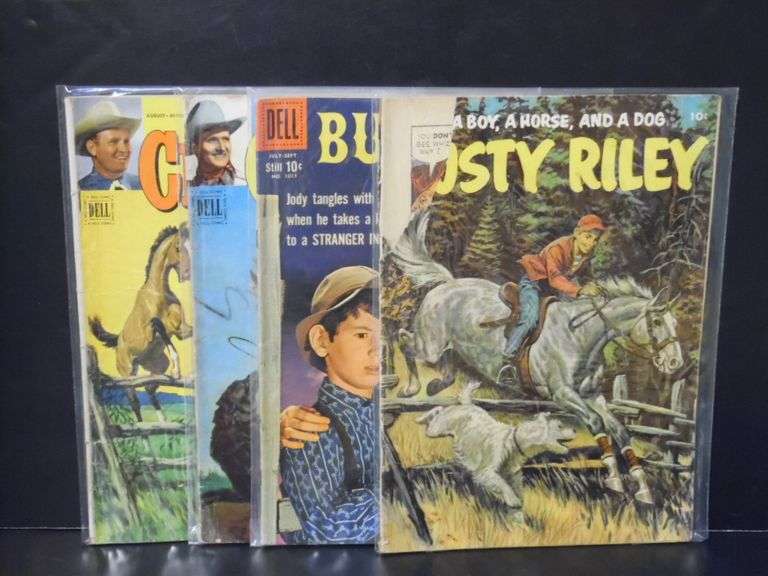 2-Gene Autry's Champion, 1-Buckskin, 1-Dusty Riley 10 Cent Comic Books