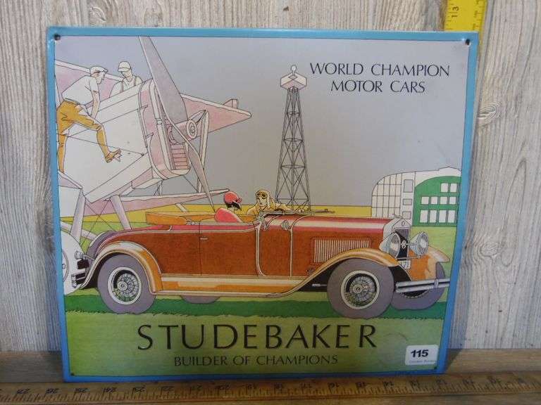 Studebaker Racing Sign Metak Studebaker Motor Car Sign Made In Coitsville, OH - Dunker Auction