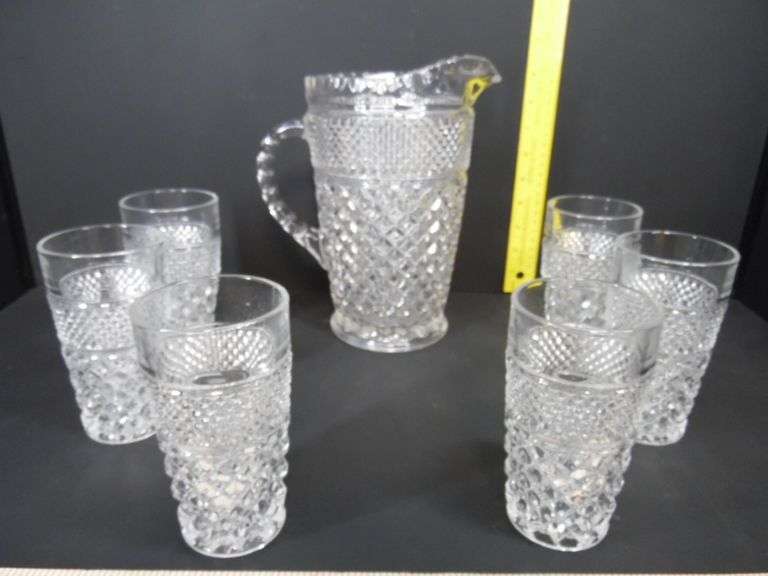 Anchor Hocking Wexford Pitcher & Tumblers Dunker Auction