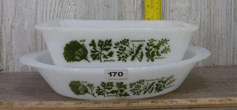 Glasbake Herb & Flower Divided Dish & Rectangle Loaf Dish