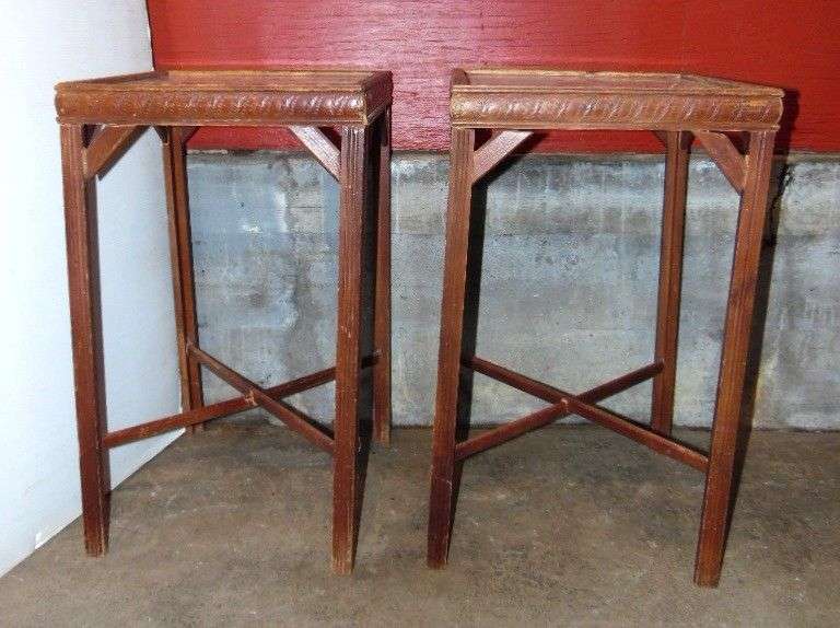 Two End Tables - Needs TLC - 15 1/4" x 15 1/4" x 26"