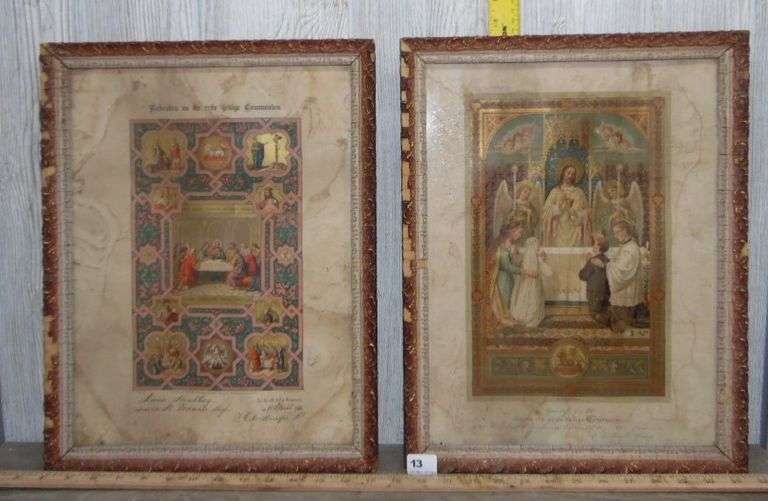 Antique Framed First Communion Certificates