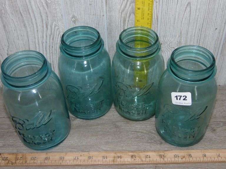 Four Blue Ball Canning Jars