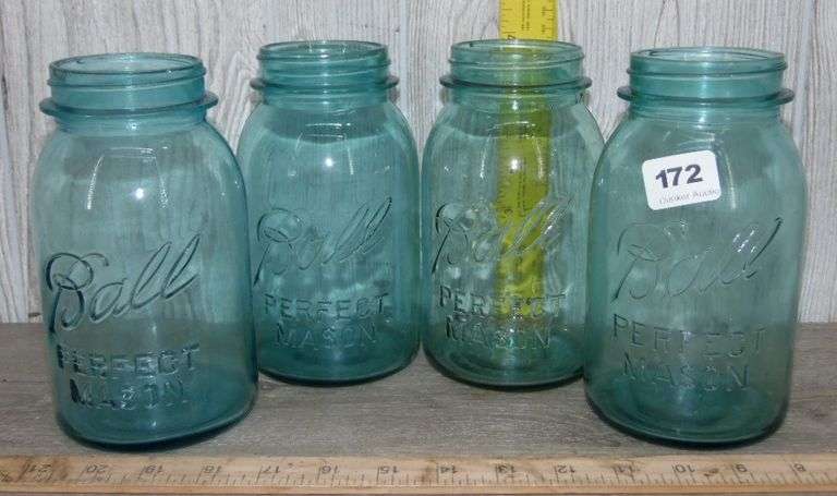 Four Blue Ball Canning Jars