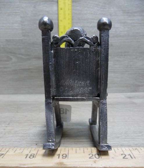 M. Ricker Pewter Figurine - Boy & Dog On Rocking Chair - 926/4217