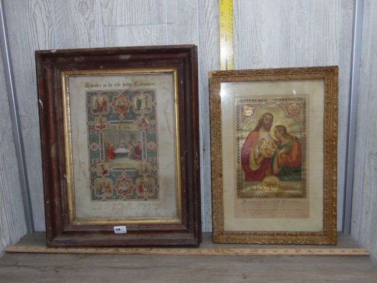Antique Framed First Communion Certificates