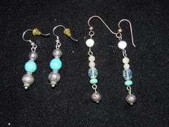 Four Pairs Of Native American Earrings & Turtle Brooch