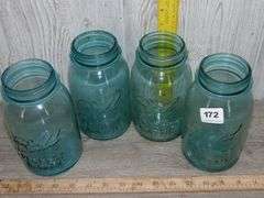 Four Blue Ball Canning Jars