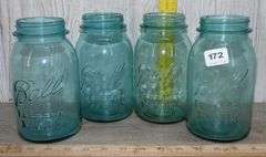 Four Blue Ball Canning Jars