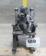 M. Ricker Pewter Figurine - Boy & Dog On Rocking Chair - 926/4217