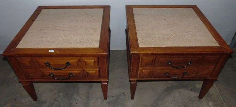 Two End Tables With Drawers - 25" x 25" x 21"