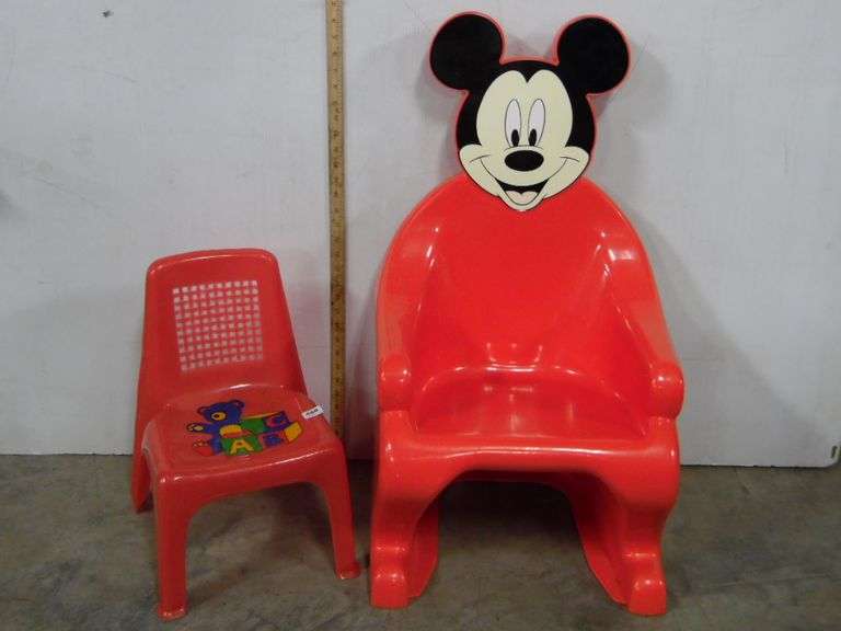Mickey Mouse & ABC Plastic Chairs - Dunker Auction