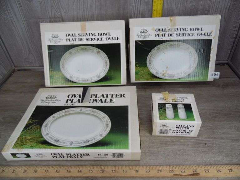 Elington Fine Porcelain China Serving Bowls, Platter & Salt & Pepper Shakers