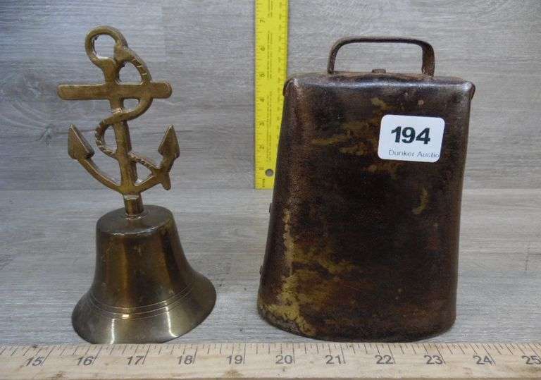 Cow Bell & Anchor & Rope Brass Bell - No Clapper