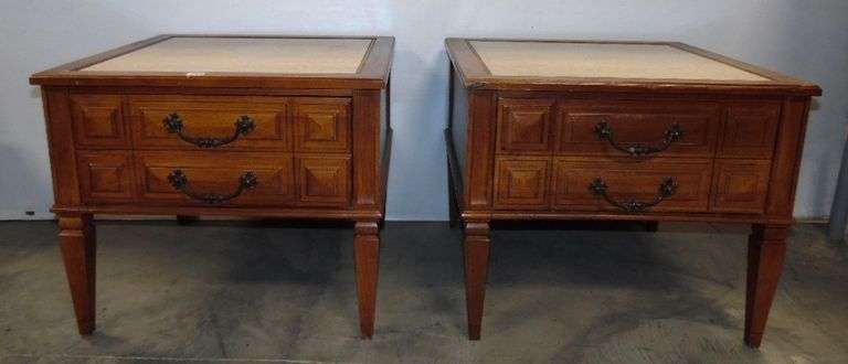 Two End Tables With Drawers - 25" x 25" x 21"