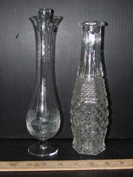 Bud Vases & Decanter With Stopper