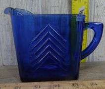 Hazel Atlas Colbalt Blue Creamer - Chevron Pattern
