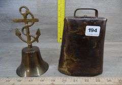 Cow Bell & Anchor & Rope Brass Bell - No Clapper