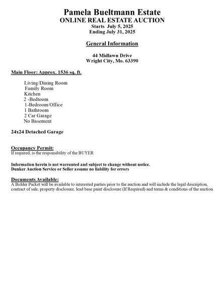 General Information: See Description & Photos