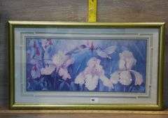 Hummingbirds & Iris Flowers By Robbin Allen - 24" x 13 14"