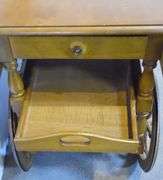 Wood Tea Cart Table - Tray Needs Repair - 39 1/2" x 28" x 28 1/2" - Extended
