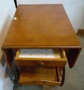 Wood Tea Cart Table - Tray Needs Repair - 39 1/2" x 28" x 28 1/2" - Extended