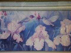 Hummingbirds & Iris Flowers By Robbin Allen - 24" x 13 14"