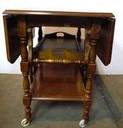 Wood Tea Cart Table - Tray Needs Repair - 39 1/2" x 28" x 28 1/2" - Extended