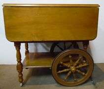 Wood Tea Cart Table - Tray Needs Repair - 39 1/2" x 28" x 28 1/2" - Extended