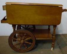 Wood Tea Cart Table - Tray Needs Repair - 39 1/2" x 28" x 28 1/2" - Extended