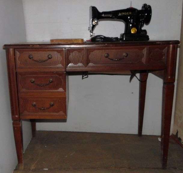 Singer Sewing Machine With Cabinet - 30" x 18" x 36"