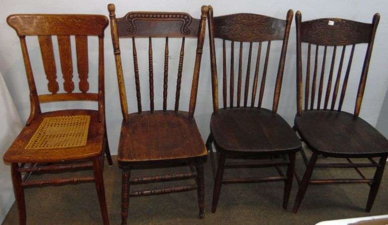 Four Wood Dining Chairs