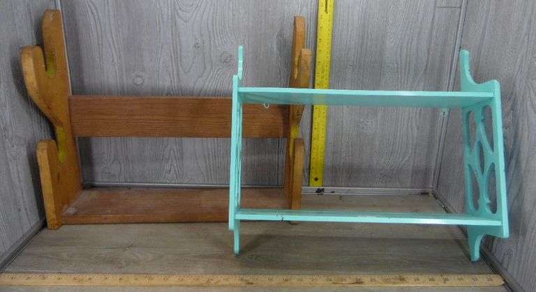 Wood Gun Rack Shelf & Turquoise Wall Shelf