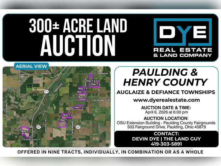 300 +/- Acres, Paulding & Defiance Counties, Ohio
