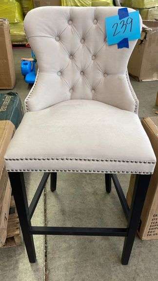 ABBYSON LIVING CREAM COLOR TUFTED BAR STOOL - Earl's Auction Company