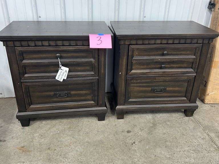 (2) BROWN NIGHTSTANDS W/ HIDDEN STORAGE DRAWER