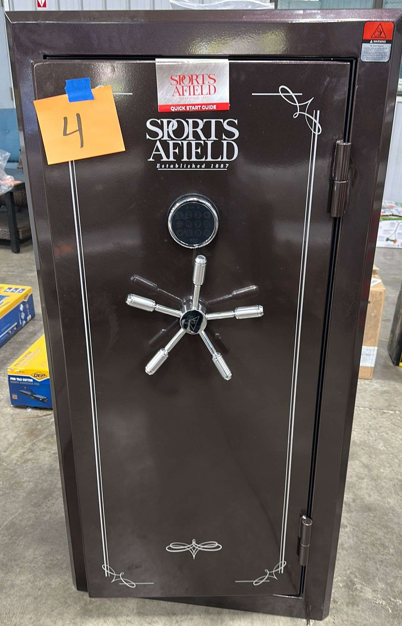 SPORTS AFIELD 30 GUN FIRE & SECURITY SAFE W/ KEYS - BLACK CHERRY
