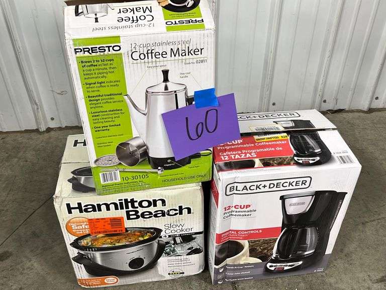 3PC SMALL APPLIANCES SLOW COOKER, COFFEE MAKERS Earl's Auction Company