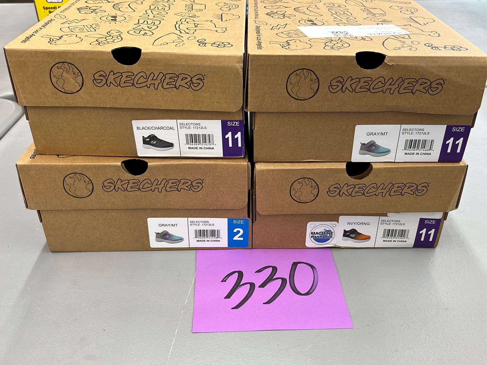 4) PAIRS OF NEW SKECHERS KIDS SHOES - ASSORTED SIZES