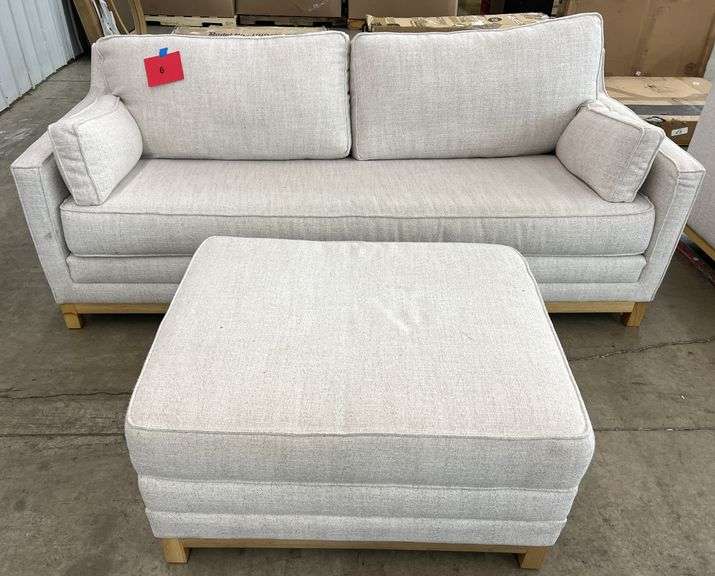 BECKI OWENS FREESIA FABRIC SOFA & STORAGE OTTOMAN - CREAM