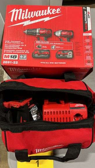 MILWAUKEE M18 COMPACT 2 TOOL COMBO KIT W/ BOX
