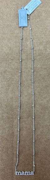 STERLING SILVER DIAMOND MAMA PENDANT NECKLACE