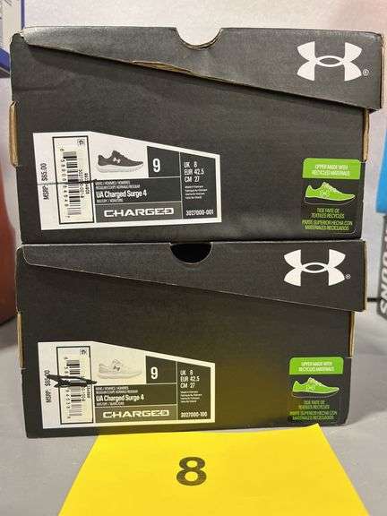 (2) PAIRS OF MENS UNDER ARMOUR CHARGED SURGE 4 SHOES - SIZE 9