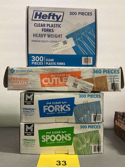 (4) BOXES OF CLEAR PLASTIC CUTLERY
