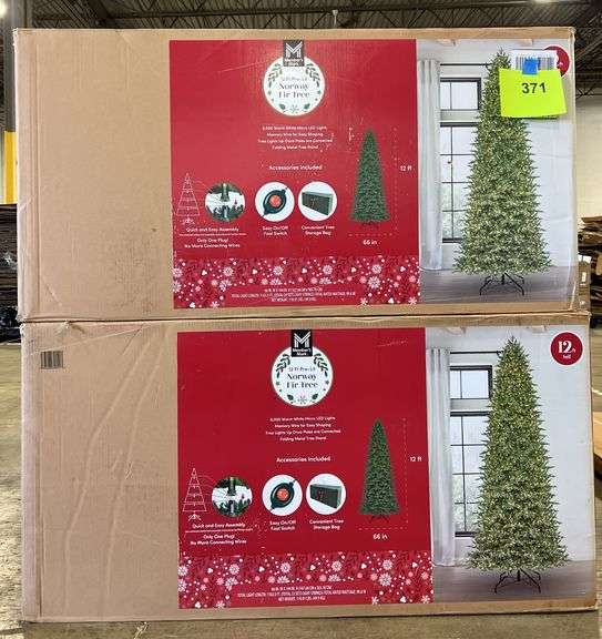 12FT PRE LIT NORWAY FIR TREE IN BOXES - Earl's Auction Company
