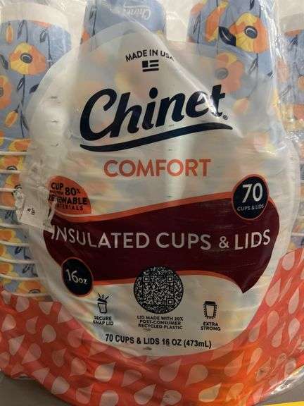(4) PACKS OF CHINET PAPER CUPS & LIDS - Earl's Auction Company