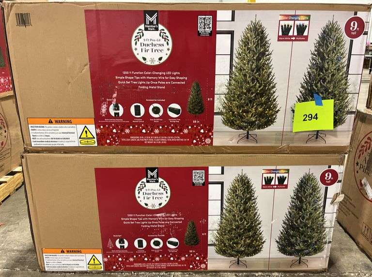 9FT PRE LIT DUCHESS FIR TREE IN BOXES - Earl's Auction Company