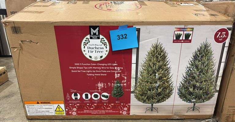 7.5FT PRE LIT DUCHESS FIR TREE IN BOX - Earl's Auction Company