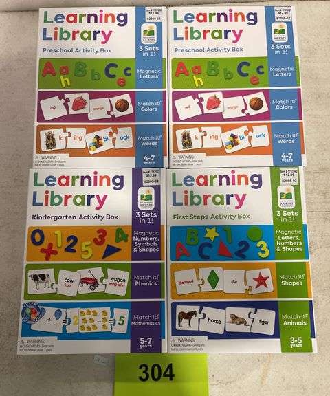 Library Boxes Hcpl Activity Box (4) BOXES OF ASSORTED LEARNING LIBRARY SETS - Earl's Auction Company
